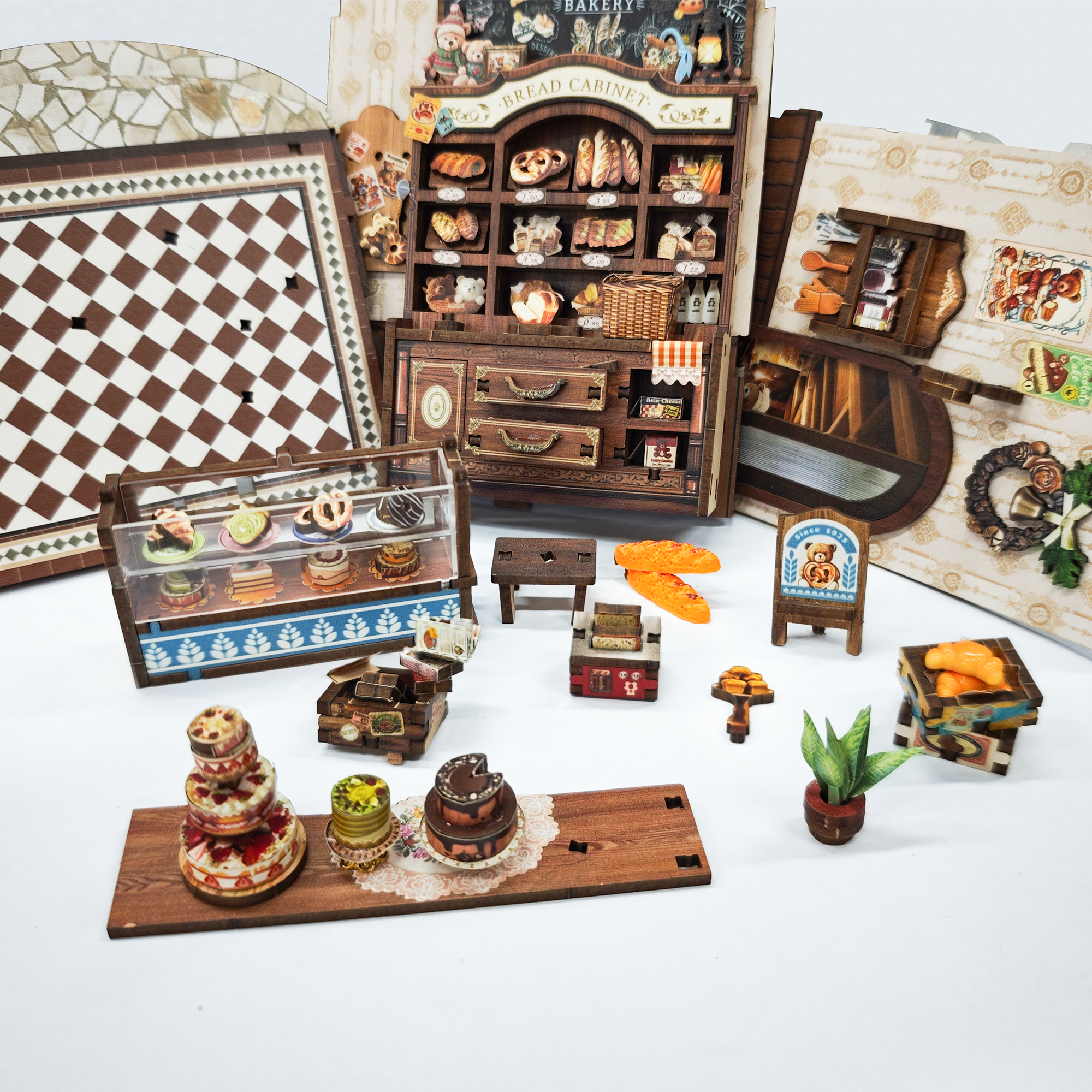 DIY Houten Beer Bakkerij Cottage Miniatuur Bouwpakketten Poppenhuizen Met Meubelverlichting Casa voor Vrienden Verjaardagscadeaus