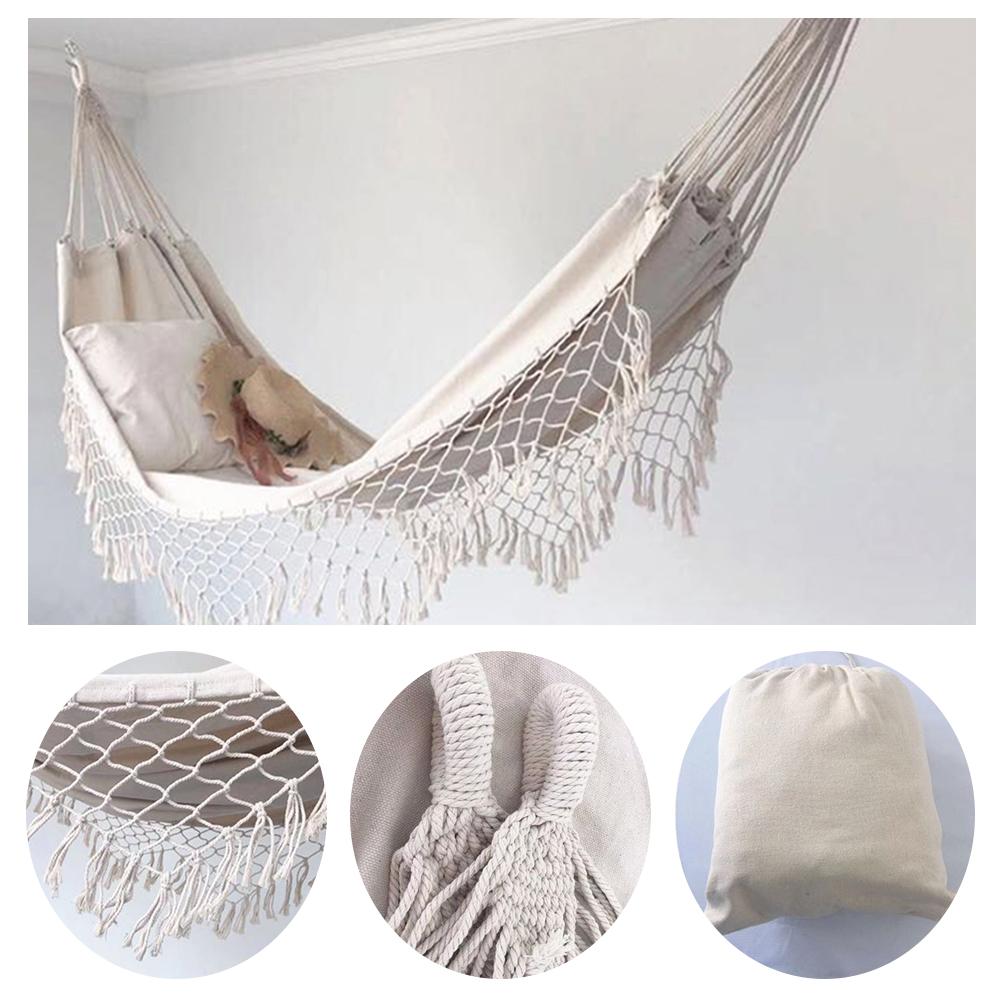 2 person hängmatta boho stor brasiliansk macrame frans dubbel deluxe hängmatta gungstol ut/inomhus hängande hängmatta gungor dec