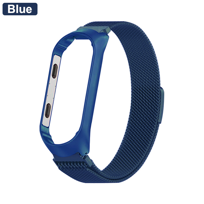 Correa para Xiaomi mi Band 4 pulsera de Metal para mi band 3 correa de muñeca de acero inoxidable para mi band reemplazo pulsera Accesorios: Blue / For Mi Band 3