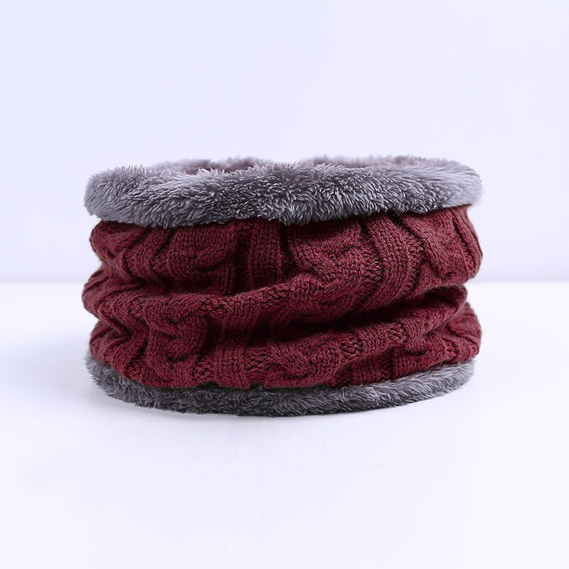 URDIAMOND-ensemble de foulards pour hommes, unisexe, 6 couleurs, tricot, ensemble d'écharpes, chapeau en laine chaude, accessoires d'extérieur, hiver: Dark red2