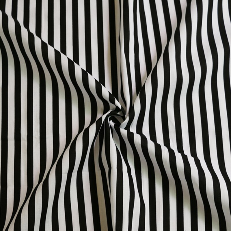 Black white stripe cotton fabric natural dress shirt material 100*145cm