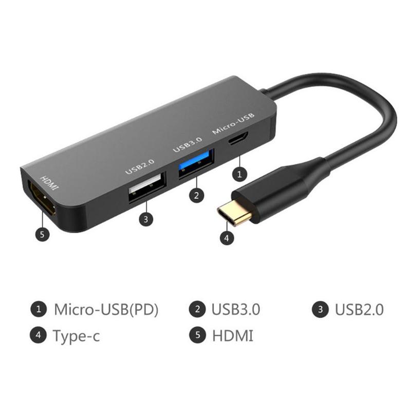 4 In 1 Type-C Tot 4K Hdmi Compatibel Usb 3.0 Pd Poort Opladen Hub Adapter Multifunctionele