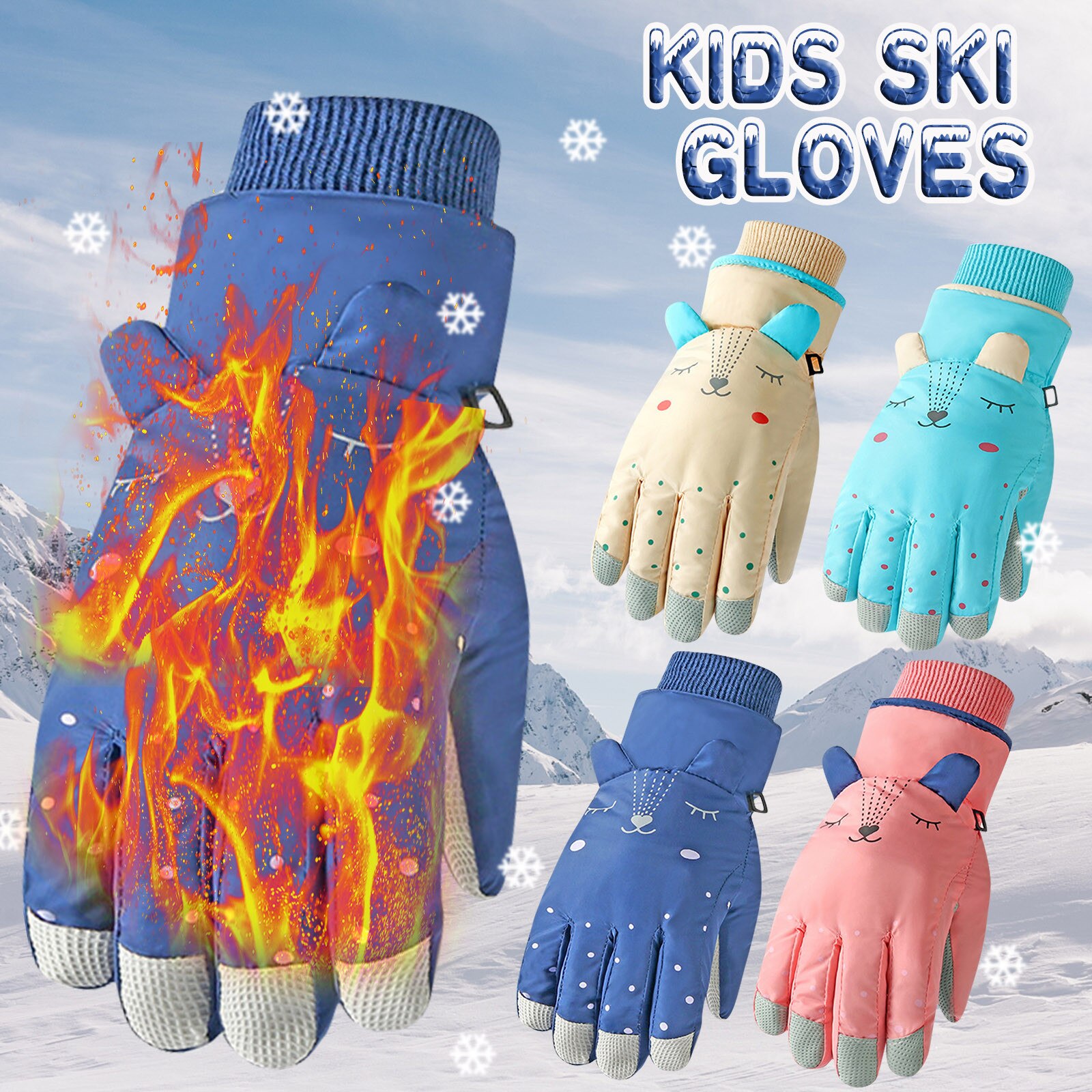 Children Mittens Glove Winter Gloves for Kids Boys Girls Snow Windproof Mittens Outdoor Sports Skiing Warm перчатки Cute Gants