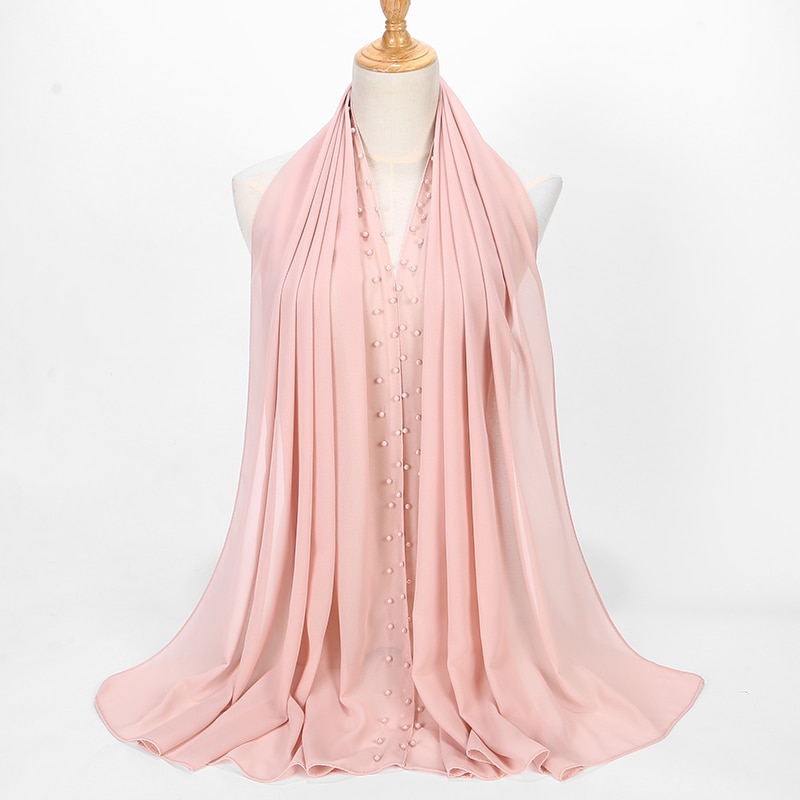 Parel Sjaal Big Size Solider Kleur Bubble Chiffon Sjaal Effen Sjaals Hijab Moslim Sjaal