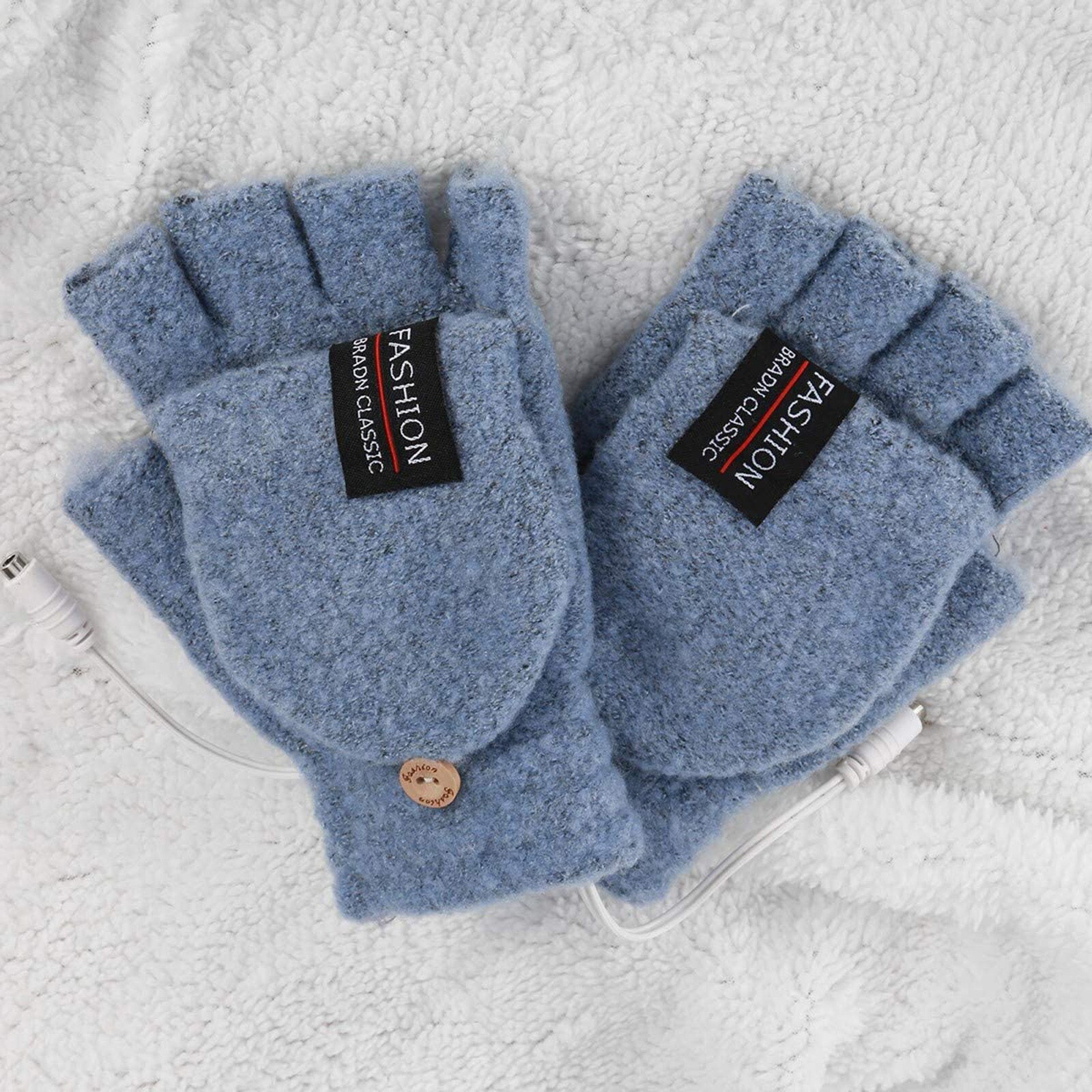 Guantes de invierno para ordenador portátil para hombre y mujer, guantes calefactables con USB, de punto cálido, para invierno