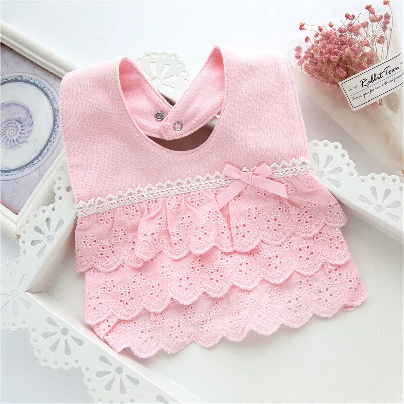 Baby Mädchen Prinzessin Spitze Drooling Lätzchen Speichel Handtuch Runde Weiche Baumwolle Runde Bib Rosa Weiß Farbe Für Neugeborene Baby Kinder dinge: 5