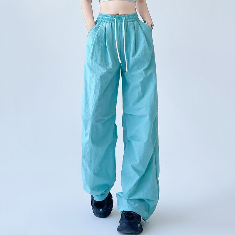 Sommer frauen Fallschirm Hosen Kordelzug Elastische Taille Y2K Baggy Cargo Hosen für Frau Harajuku Streetwear Breite Bein Jogginghose: M / green