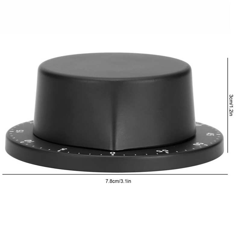 Black Kitchen Mechanical Timer Stainless Steel Reminder for Learning Baking with Magnet