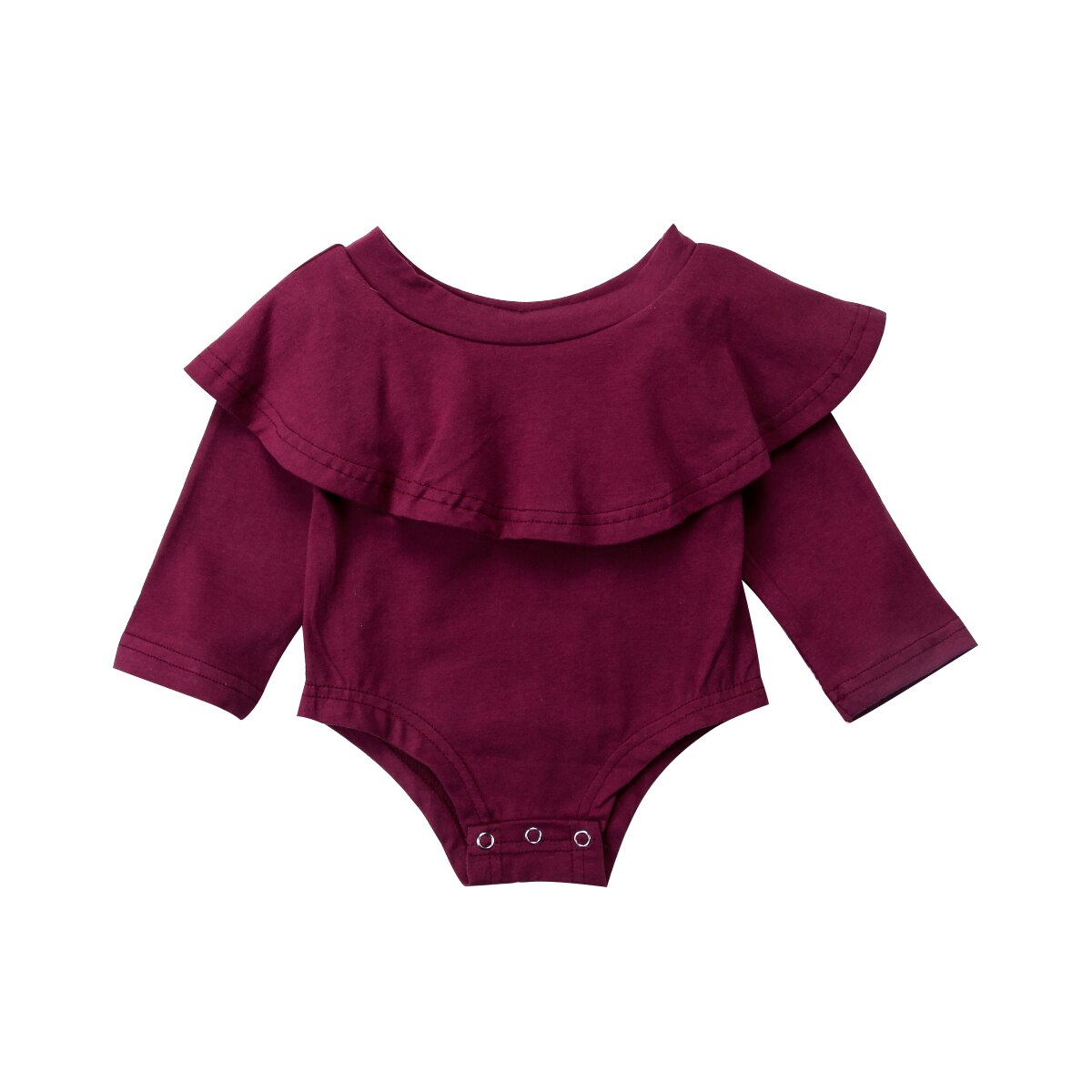 Casual Toddler Baby Girls Off Shoulder Long Sleeve Bodysuit Jumpsuit Outfits Set Size 0-24M: Red / 12M