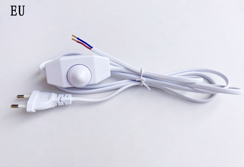 1.8M table lamp floor lamp switch dimmer wire, with cable US EU2 plug 110V/220v dimmable switch cable light controller: EU white