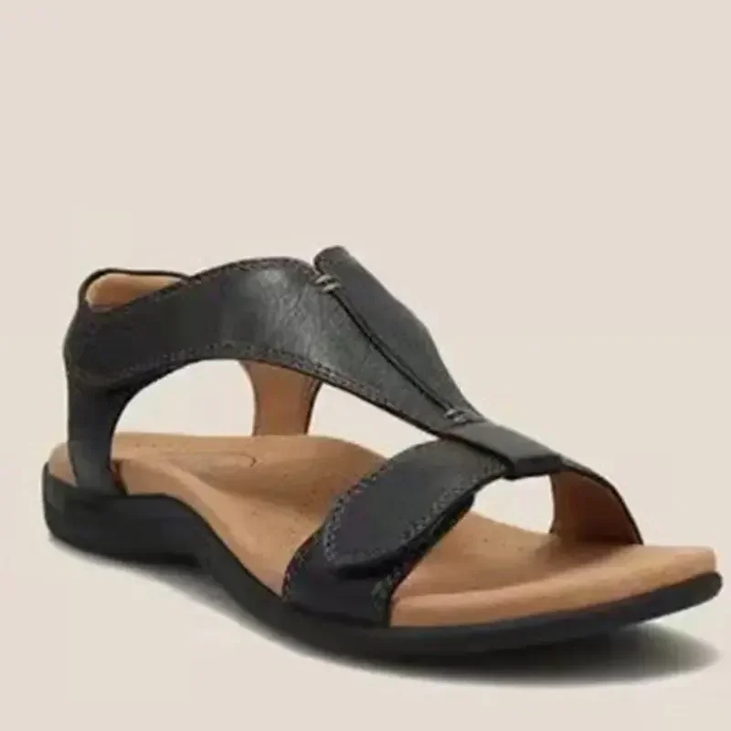 Sandsandandortopédipara Mujer En T-Strap, Zapatos Cómodos, Casu, De Playa De Gran Tamaño, De Verano: Black / 43