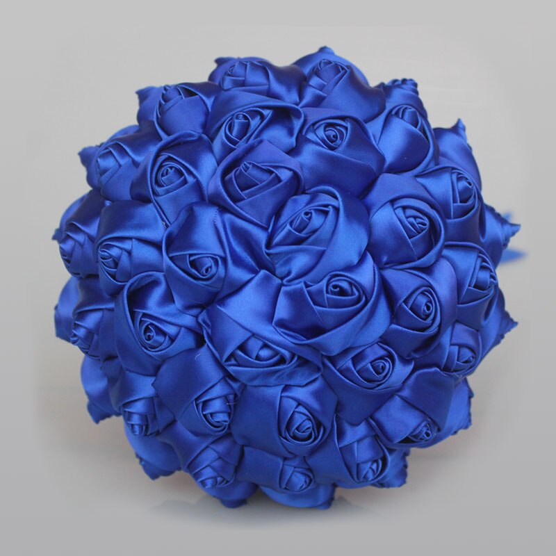 8 Styles 15cm Jewelry Beaded Wedding Flower Bridal Bridesmaid Bouquets Royal Blue Ribbon Bouquets Diamond Brooch Bouquet Small: W223 Royal blue
