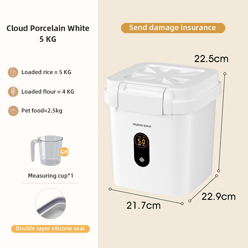Joybos hermetyczny pojemnik robić przechowywania żywności 5L/10L plastikowa kuchnia lodówka turystyczna zbiornik wieloziarnisty przezroczysty uszczelniony puszka: biały 5kg