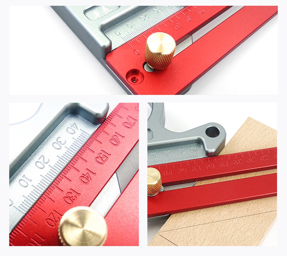 200/300/400mm Woodworking Angle Ruler Aluminum alloy 45/90 Degree Ruler Height Ruler Woodworking Scribe Gauge Measuring Tool