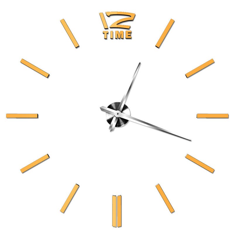 Espejo de pared grande 3D moderno, Espejos decorativos, superficie, reloj de pared, pegatina para casa, oficina, habitación, espejo DIY, decoración, recién llegado: Dorado