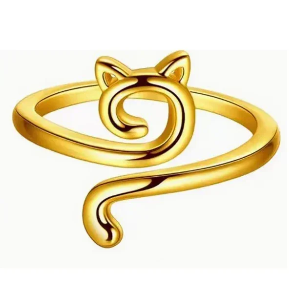 Verstelbare Haakspanning Schattige Kattenring, Voor Beginners Breien Haaknaald Ring, Garengeleider Vingerhouders Vingerhoedjes Winder Gereedschap: Goud / Messing Plated