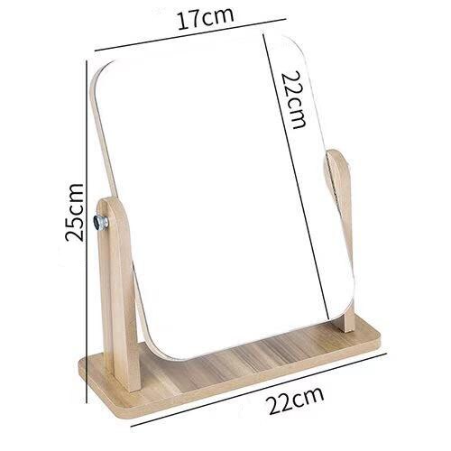 Espejo de tocador para maquillaje, espejo con aumento de poros y espinillas, espejo decorativo de madera, espejo de maquillaje sencillo, giratorio: Medium