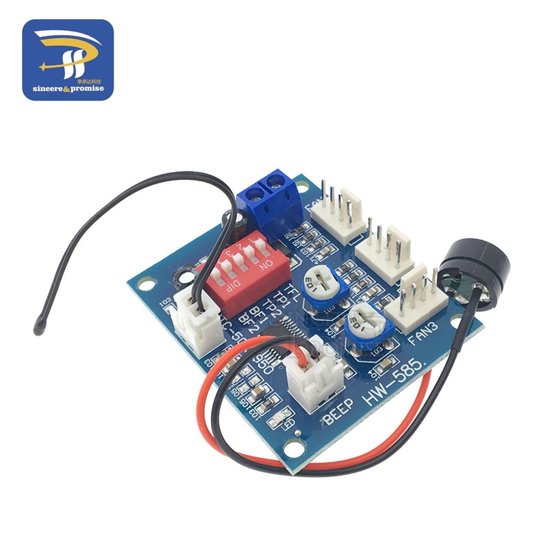 DC 12V 5A PWM PC CPU Fan Temperature Control Speed Controller Module Buzzer High-Temp Alarm NTC B 3950 Thermistor 50K