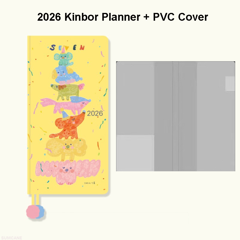 Kinbor Weekly Planner Notebook UnDated Agenda Schedule Daily Monthly Journal Book Portable Record Diary Plan Notepad Stationery: Yellow