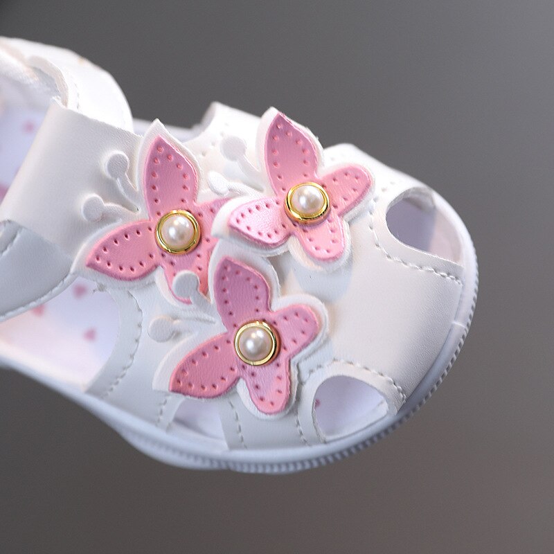 2022 Sweet Flower Baby Girl Shoes First Walkers Summer Toddler Sandals Kids Infant Princess Shoes