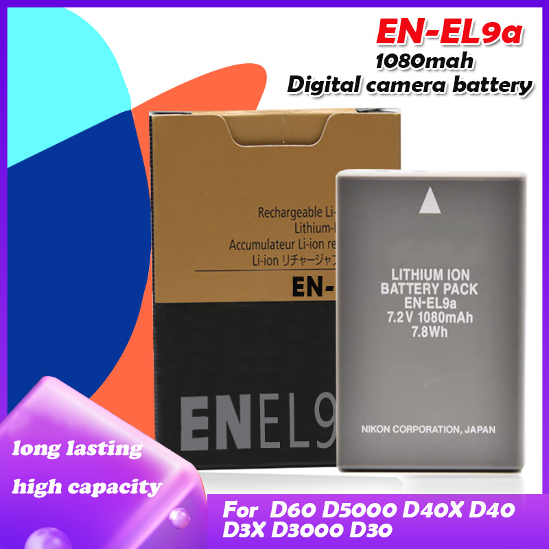 7.2V 1080Mah EN-EL9a ENEL9a Oplaadbare Camera Batterij Voor Nikon EN-EL9a D60 D5000 D40X D40 D3X D3000 D30 Camera 'S