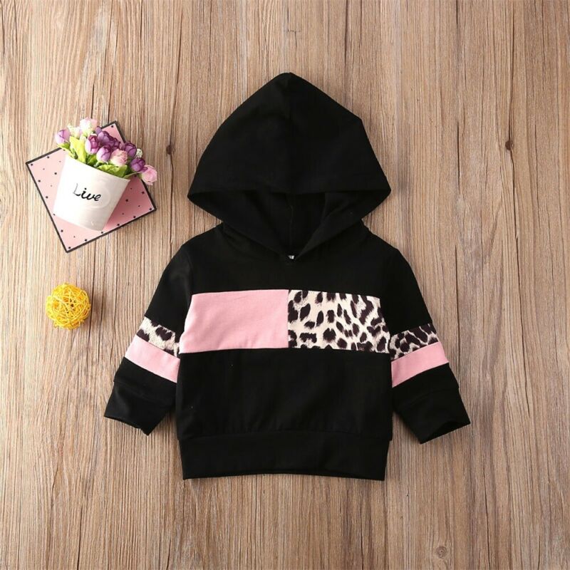 CANIS-Sudadera con capucha de manga larga para niños pequeños, Top de retales con capucha, sudaderas con capucha con estampado de leopardo, camisa