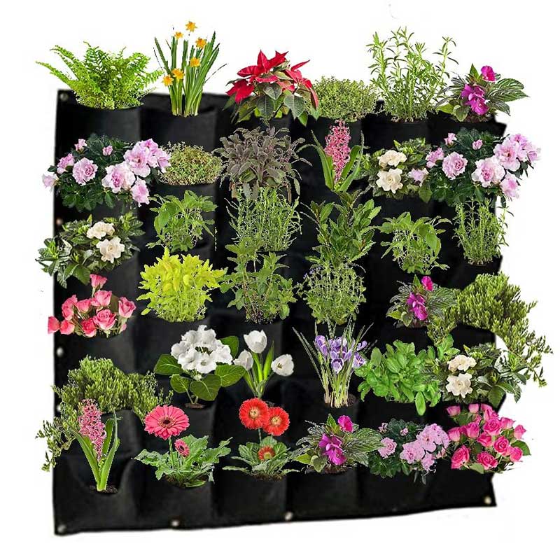 6 bolsillo 100*30cm colgante Vertical jardín maceta macetas impermeable de montaje en pared colgando bolsa macetero de interior al aire libre