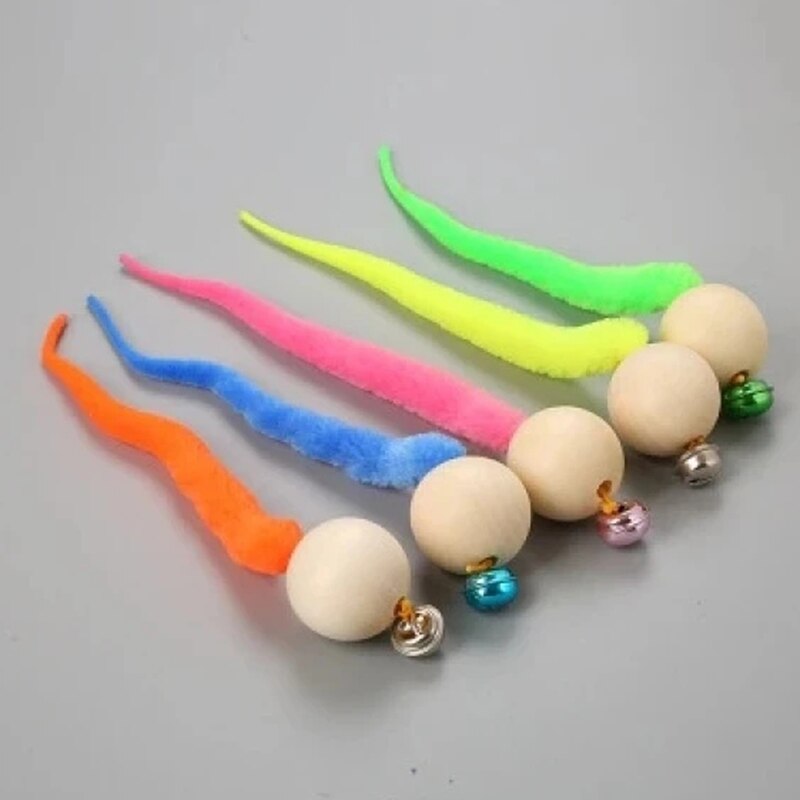 1/3 Pcs Cat Toy Simulation Worm Toy with Bell for Pet Entertainment SEC88