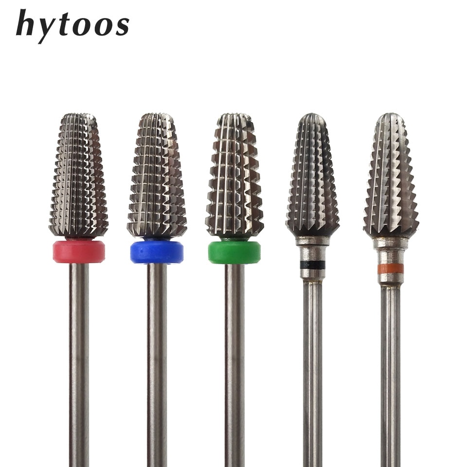Brocas de carburo de tungsteno HYTOOS Tornado, brocas para manicura de 3/32 ", accesorios para taladro eléctrico, lima de uñas, herramientas de corte de fresado