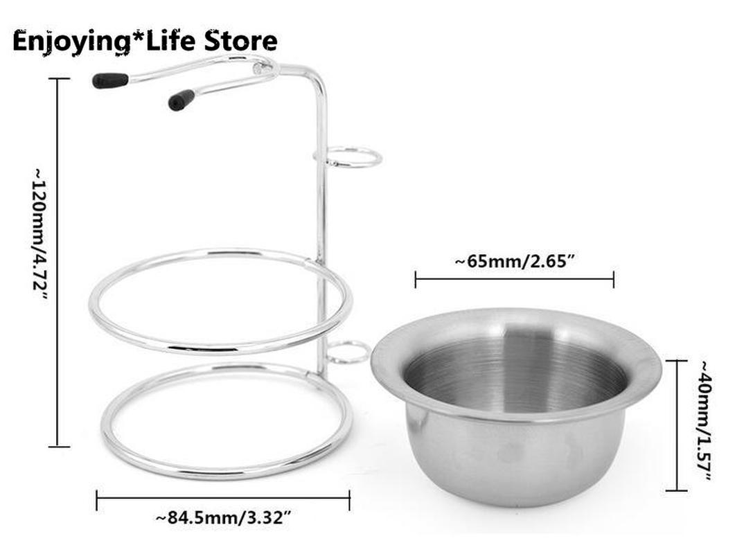 Rustfritt stål barbersett herre barberhøvel barberbørste stativ og hvit såpeskål barberhøvel holder barbermaskin holder