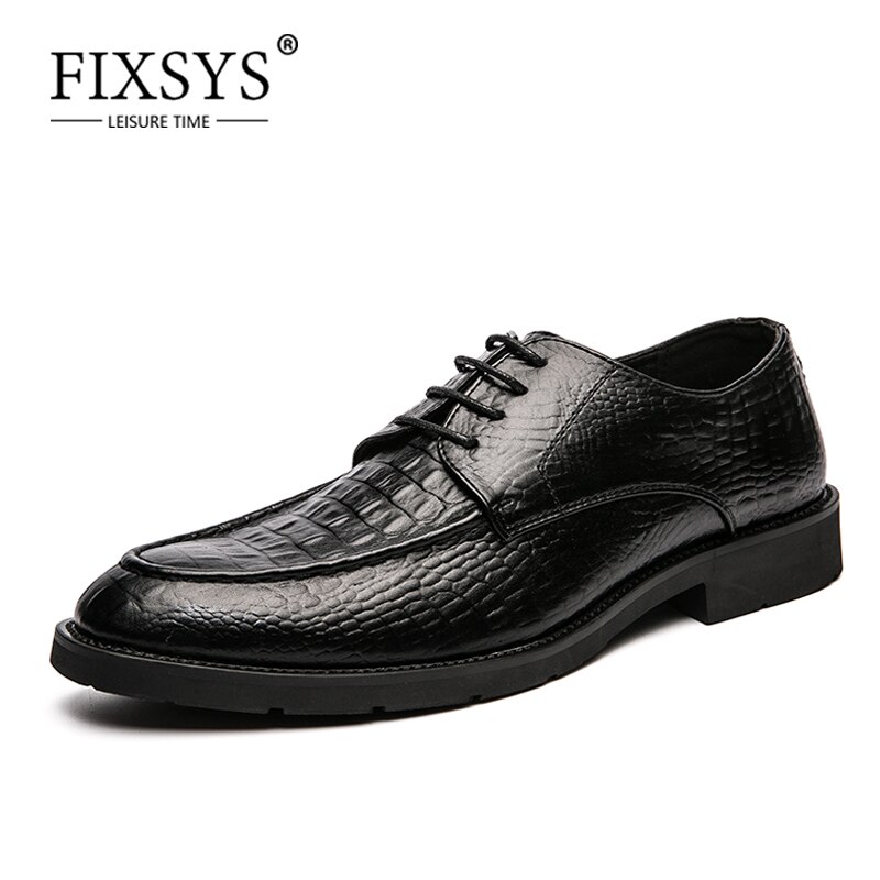 FIXSYS scarpe Oxford da uomo in pelle di alta qualità scarpe eleganti classiche scarpe formali da sposa con lacci scarpe da lavoro con motivo a coccodrillo