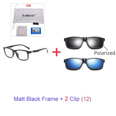 Ralferty student 5 in 1 magnetisk solbrille børn børn klip på briller  tr90 optiske recept briller stel 3d brille  tr8006: 1 ramme 2 klip 12