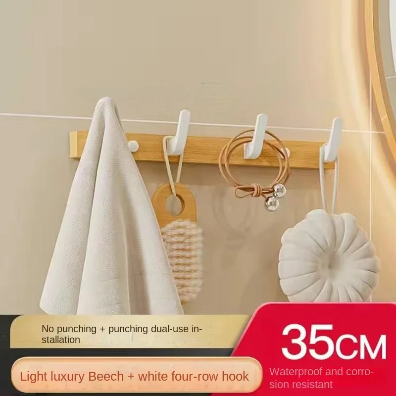 Gancho de madera de nogal para colgar ropa, soporte de tapa para colgar en la pared sin perforaciones, gancho para colgar en la puerta, llavero sin perforar: plum