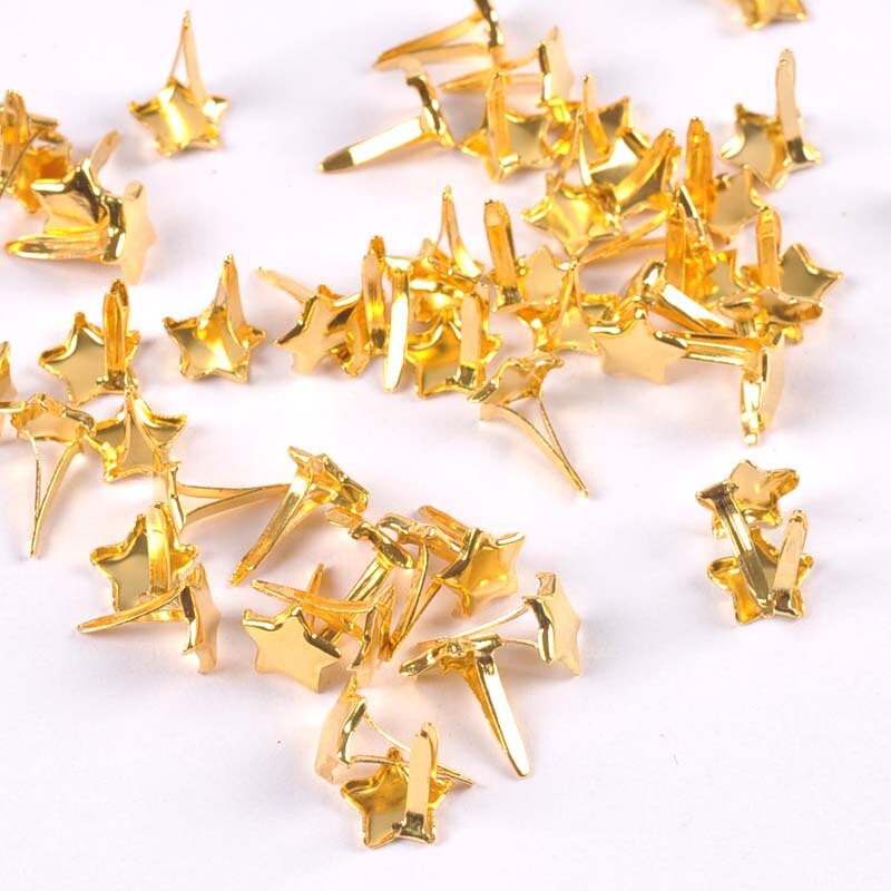 Golden Star Brads – attaches métalliques pour bricolage, accessoires de décoration de chaussures, Scrapbooking, embellissement, 8x11mm, 50 pièces, c2403