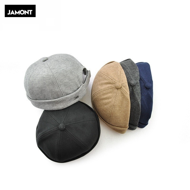 JAMONT – chapeau rond unisexe de Style chinois pour hommes, casquette de Couple à bride, couleur unie, à la , miki,