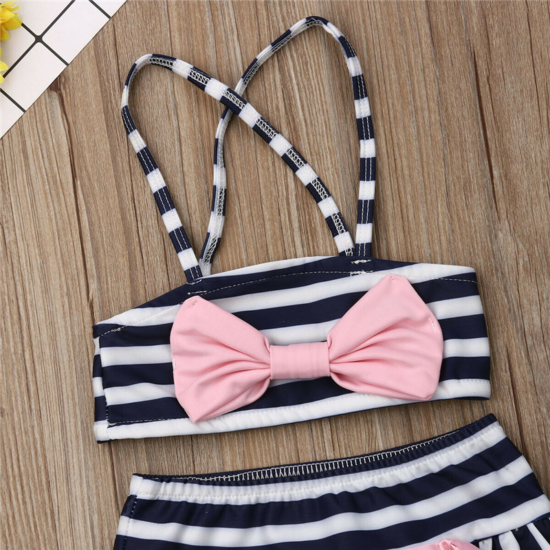 Swimwear Girls Bathing Suit Striped Two Piece Bikini Set Swimming Costume Kids Girls Beachwear Children Swimwear Bikini Infantil