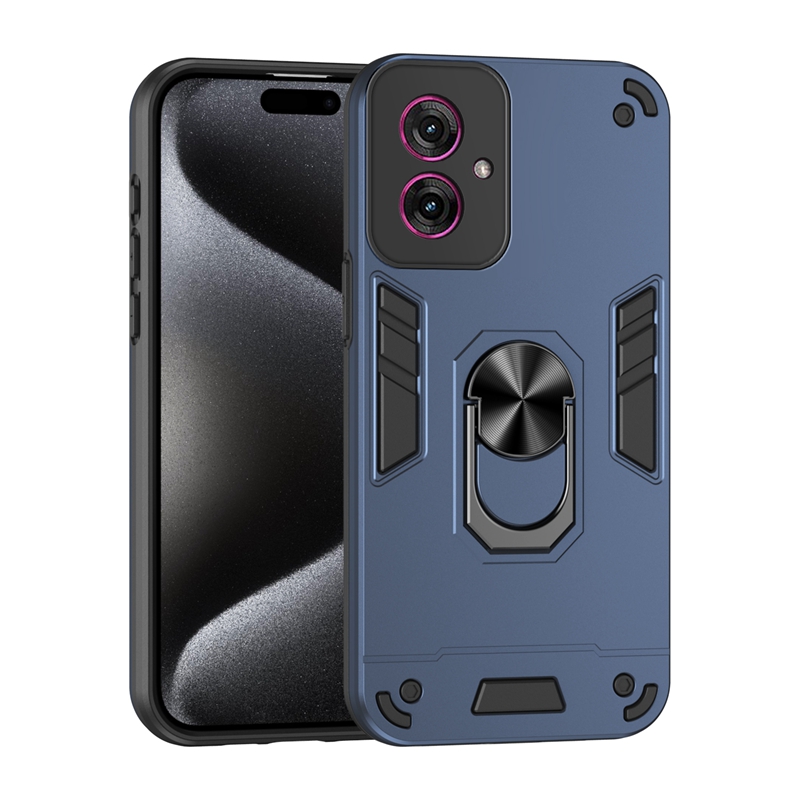 Camera Shockproof Armor Phone Case For Motorola Moto G05 G15 G35 G45 G55 G75 G85 5G Magnetic Ring Stand Back Cover: GRAY / Motorola Moto G15 Power