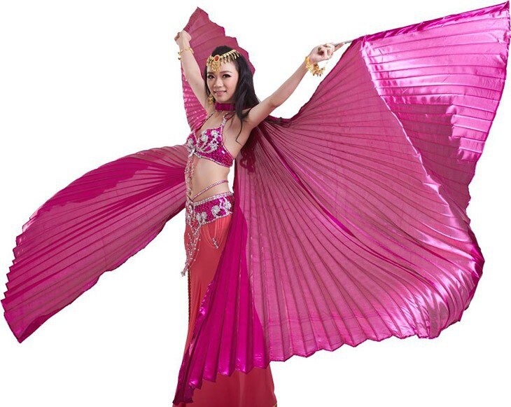 , gran , apertura egipcia Isis, alas de danza del vientre, accesorios de baile, ala, venta sin palo, completamente , 8 colores disponibles