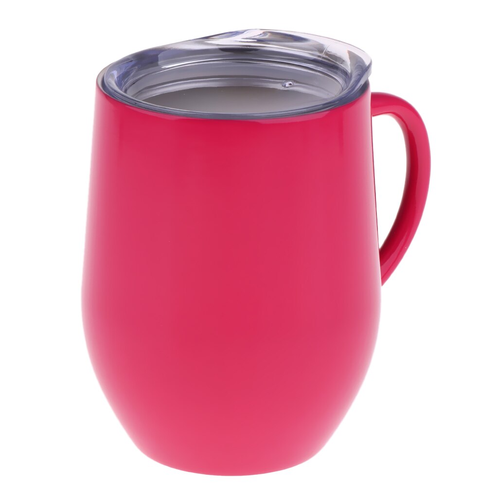 12oz Insulated Mug With Handle Coffee Cup Stainless Steel Double Wall: Red