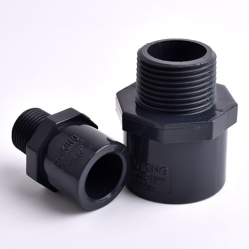1/2"~2" Male Thread UPVC Pipe Dark Grey Straight Connector Aquarium Water Tank Pipe Quick Equal Joint Garden Irrigation Fittings