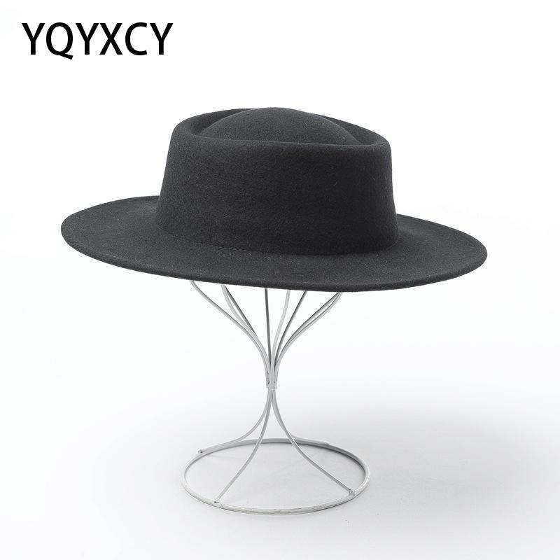 100%  ull fedorahattar kvinnor toppmössa kvinnliga vintage breda rand damer vintage hattar märke svart fedora