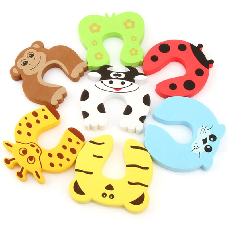 7Pcs/Lot Protection Baby Safety Cute Animal Security Card Door Stopper Baby Newborn Care Child Lock Protection From Children: Default Title