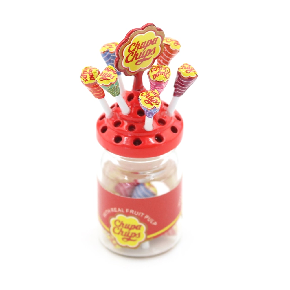 Lovely 1:12 Dollhouse Miniature Simulation Food Mini Lollipop With Case Holder for Children Kids Birthday Model DIY Craft