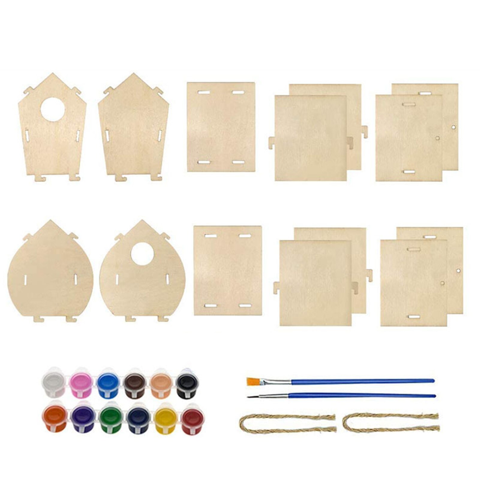 Wooden DIY Hand Painted Self Assembly Birdhouse Hanging Pendant Craft Home Decor