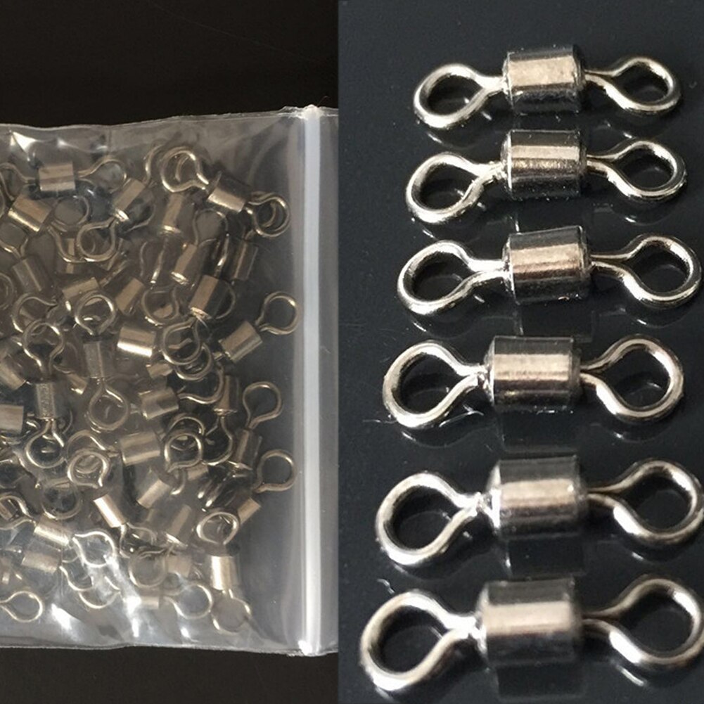 100Pcs Ball Bearing Swivel Solid Rings Fish Connector Round 8 Shape Eye Rolling Swivels Rig Sea Carp Fishing Tools #22