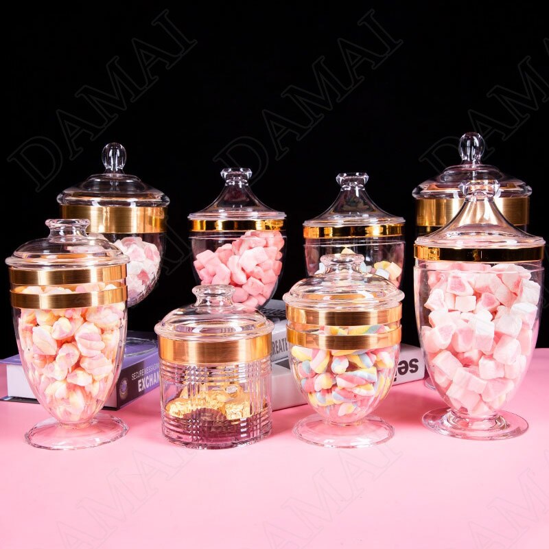 Acrylic Jars with Lid Glass Candy Jar Snack Organizer Tank Cereal Dispenser Can Desktop Sugar Pot Home Decoration Modern