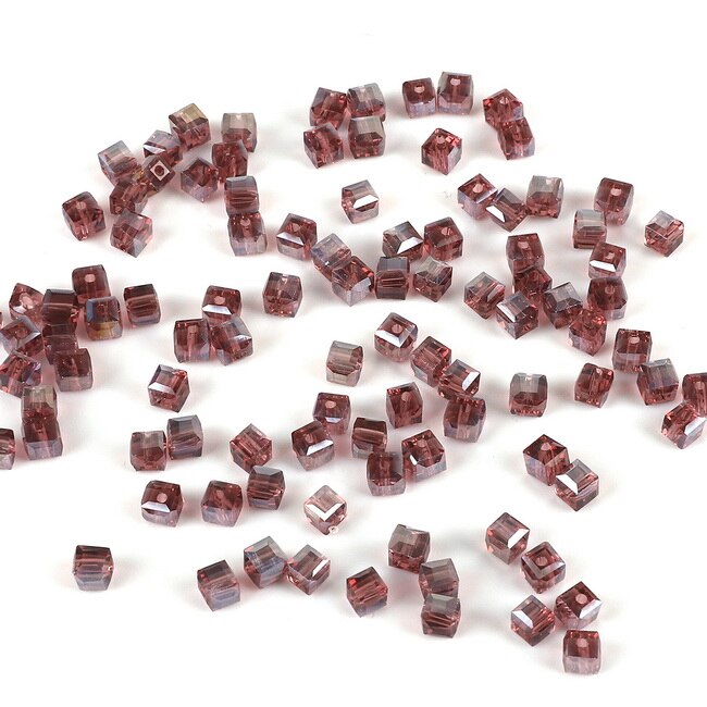 3mm 100 stk mini østrigske krystal firkantede perler til beklædningsdekoration blandede farver glasperler gør-det-selv tilbehør forsyninger: Ab mellemlilla