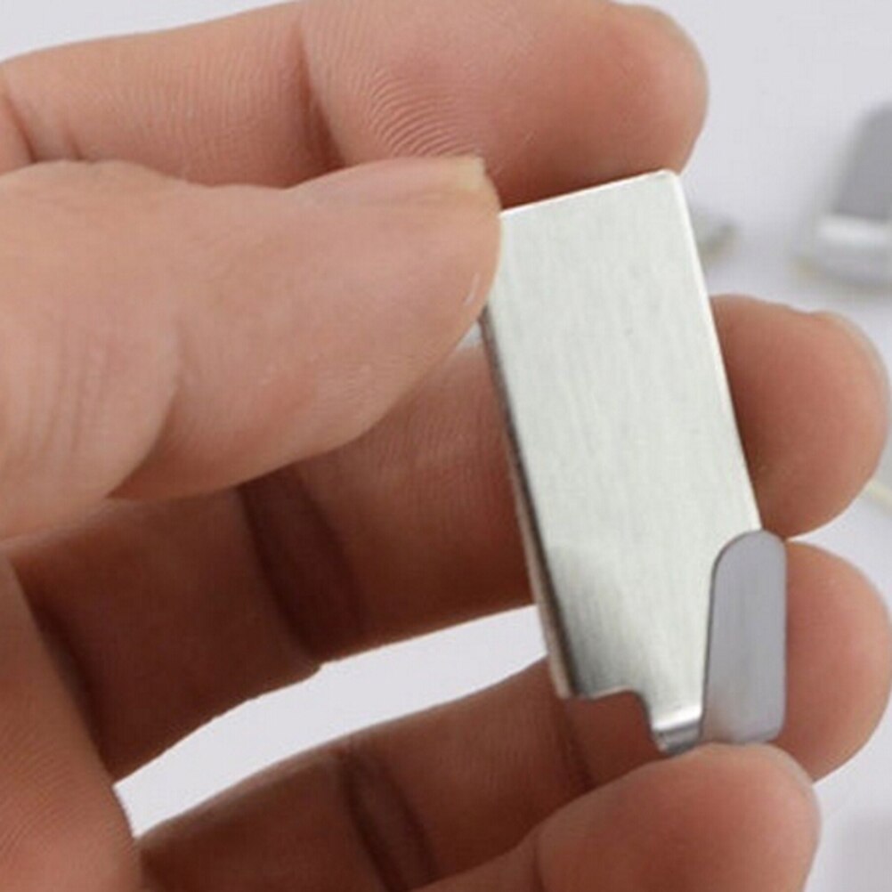 6Pc/Lot Stainless Steel Family Robe Hanging Hooks Hats Bag Key Adhesive Wall Hanger for Bathroom Kitchen