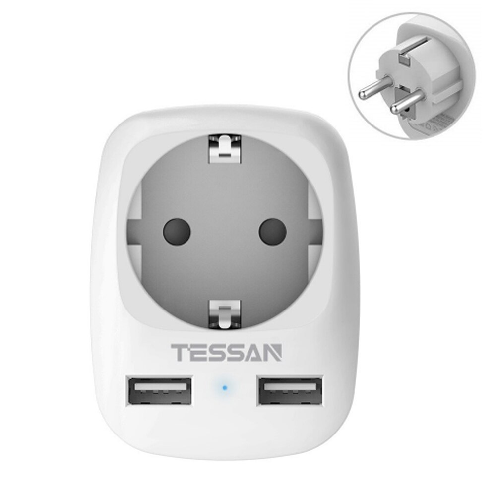 TESSAN – multiprise murale ue, avec 3 prises ca, 3 Ports USB et interrupteur marche/arrêt, 100-250V, adaptateur de Charge pour le bureau: TS-611-DE