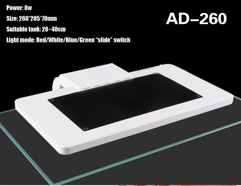 JFENGLI SUNSUN iluminación AD-120, 190, 200, 260, 320 luz LED para acuario planta pescado LED luz con Color blanco y azul: AD 260X